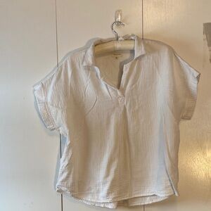 Thread & Supply Cream Short Sleeve Gauze Top XL